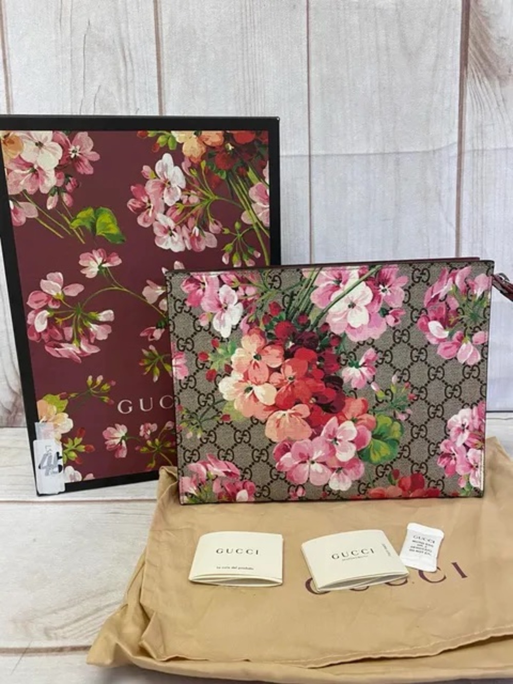 Gucci GG Supreme Monogram Blooms Large Cosmetic Case,